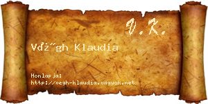 Végh Klaudia névjegykártya